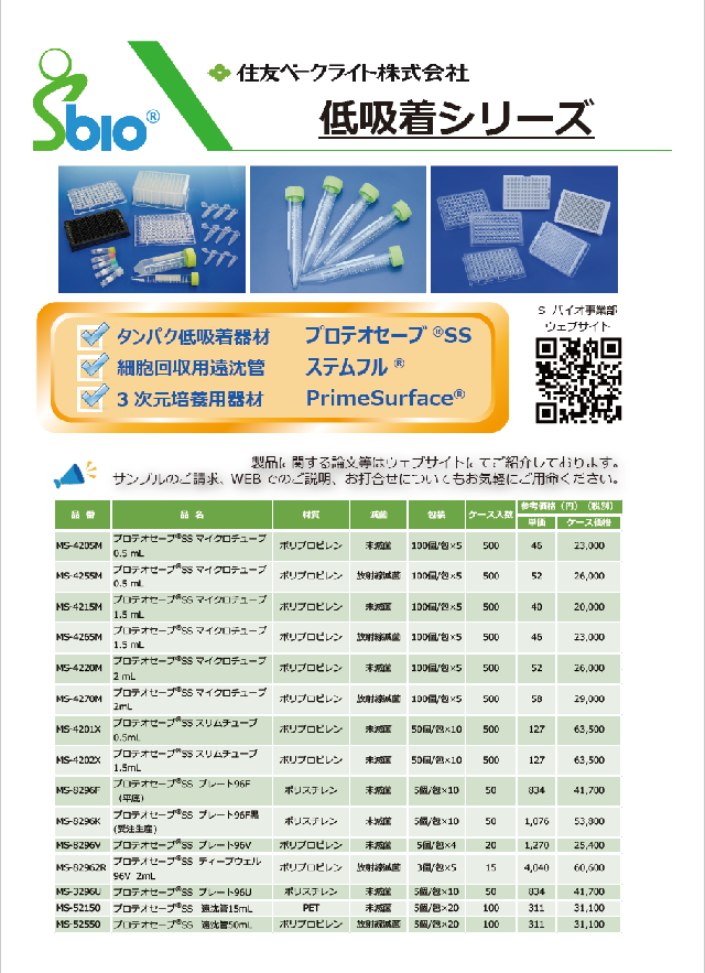 低吸着製品シリーズ